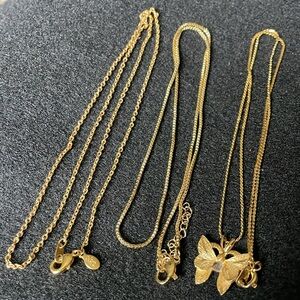 3 gold tone necklaces
